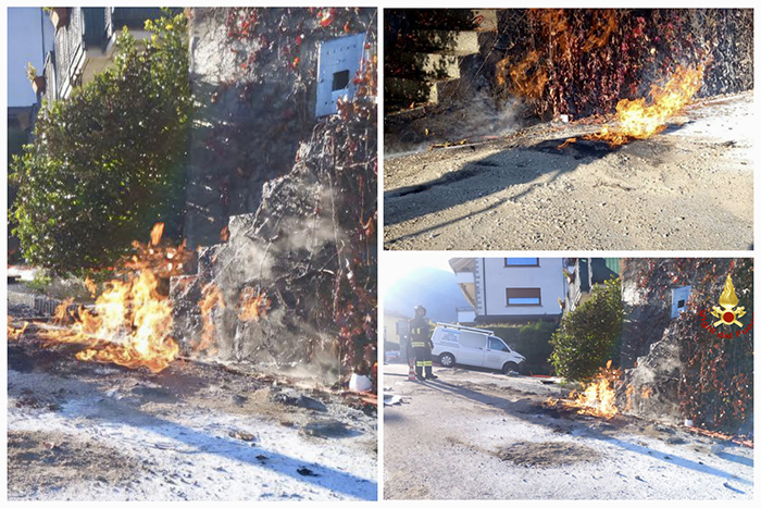 Incendio di una tubazione del gas metano a Cannobio
